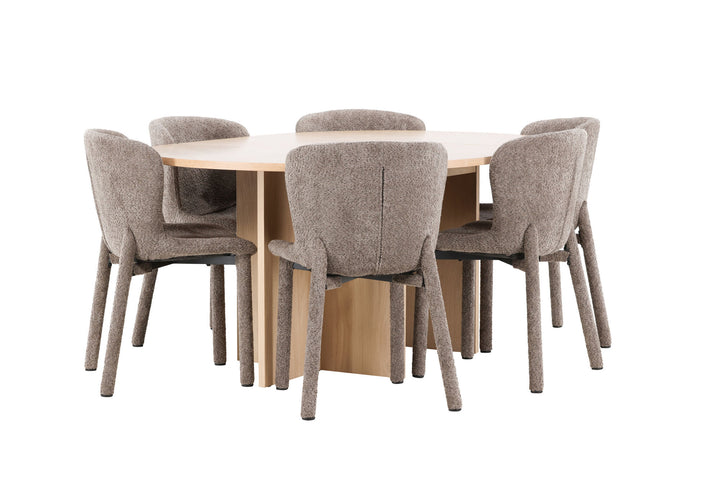 Venture Home Strada Table - Whitewash with 6 Astoria Chair - Brown