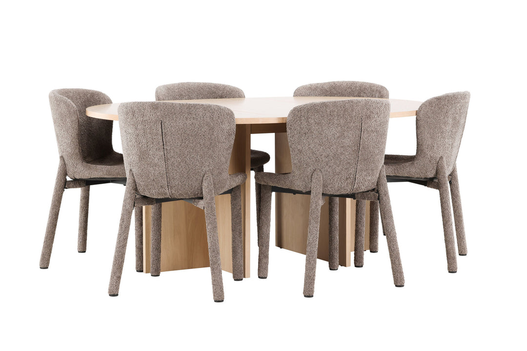 Venture Home Strada Table - Whitewash with 6 Astoria Chair - Brown