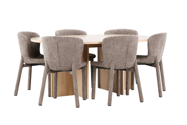 Venture Home Strada Table - Whitewash with 6 Astoria Chair - Brown