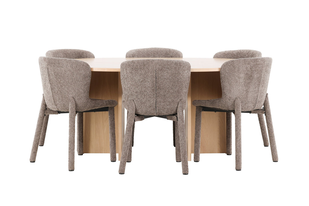 Venture Home Strada Table - Whitewash with 6 Astoria Chair - Brown