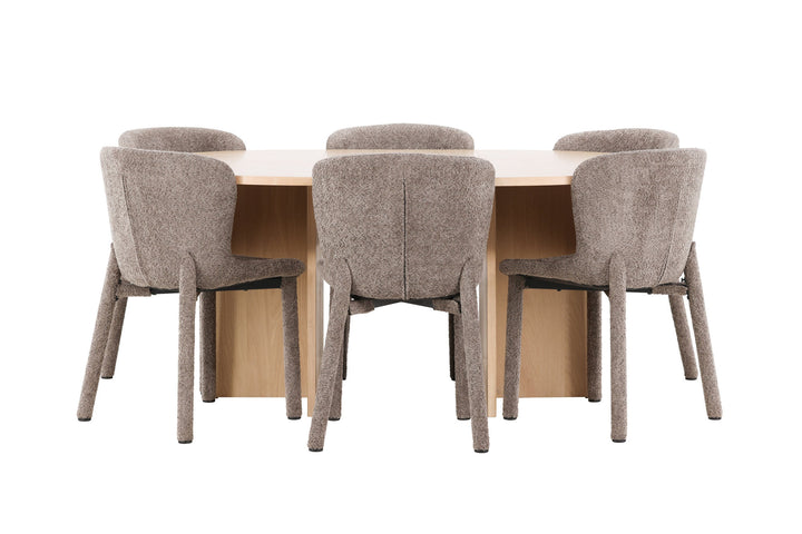 Venture Home Strada Table - Whitewash with 6 Astoria Chair - Brown