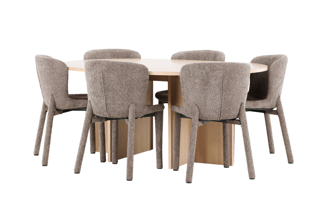 Venture Home Strada Table - Whitewash with 6 Astoria Chair - Brown