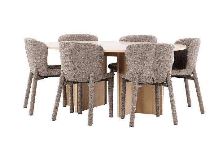 Venture Home Strada Table - Whitewash with 6 Astoria Chair - Brown