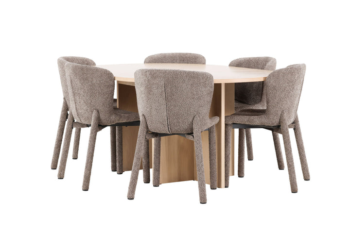 Venture Home Strada Table - Whitewash with 6 Astoria Chair - Brown