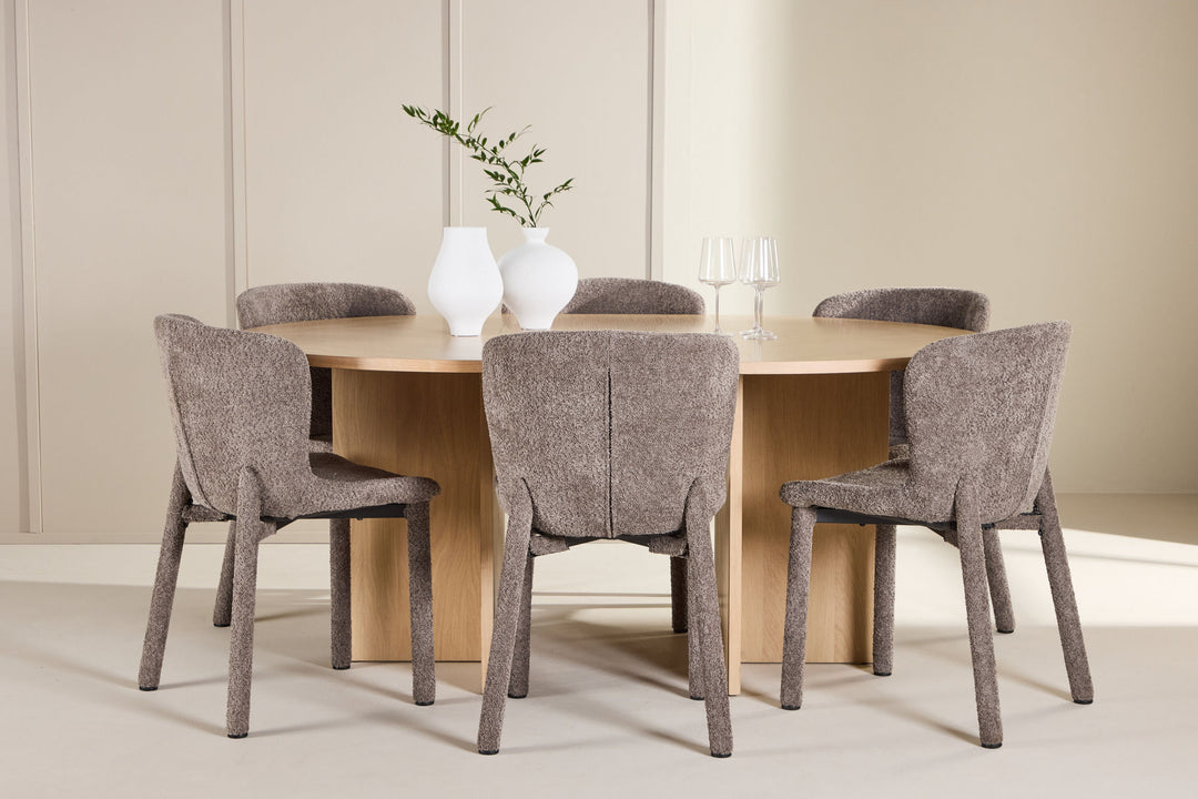 Venture Home Strada Table - Whitewash with 6 Astoria Chair - Brown