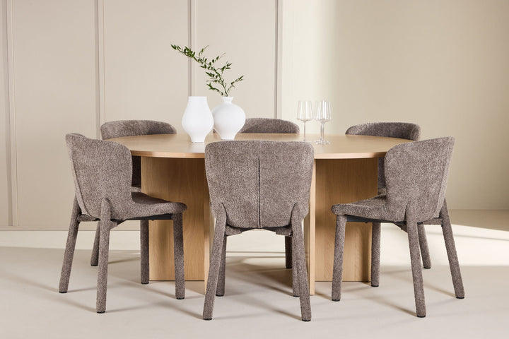 Venture Home Strada Table - Whitewash with 6 Astoria Chair - Brown