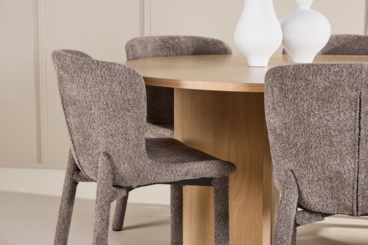 Venture Home Strada Table - Whitewash with 6 Astoria Chair - Brown
