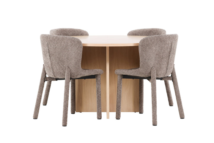 Venture Home Strada Table - Whitewash with 4 Astoria Chair - Brown