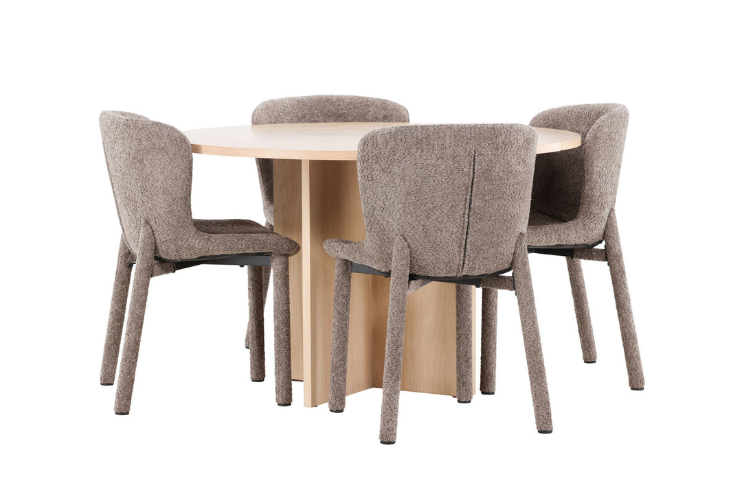 Venture Home Strada Table - Whitewash with 4 Astoria Chair - Brown