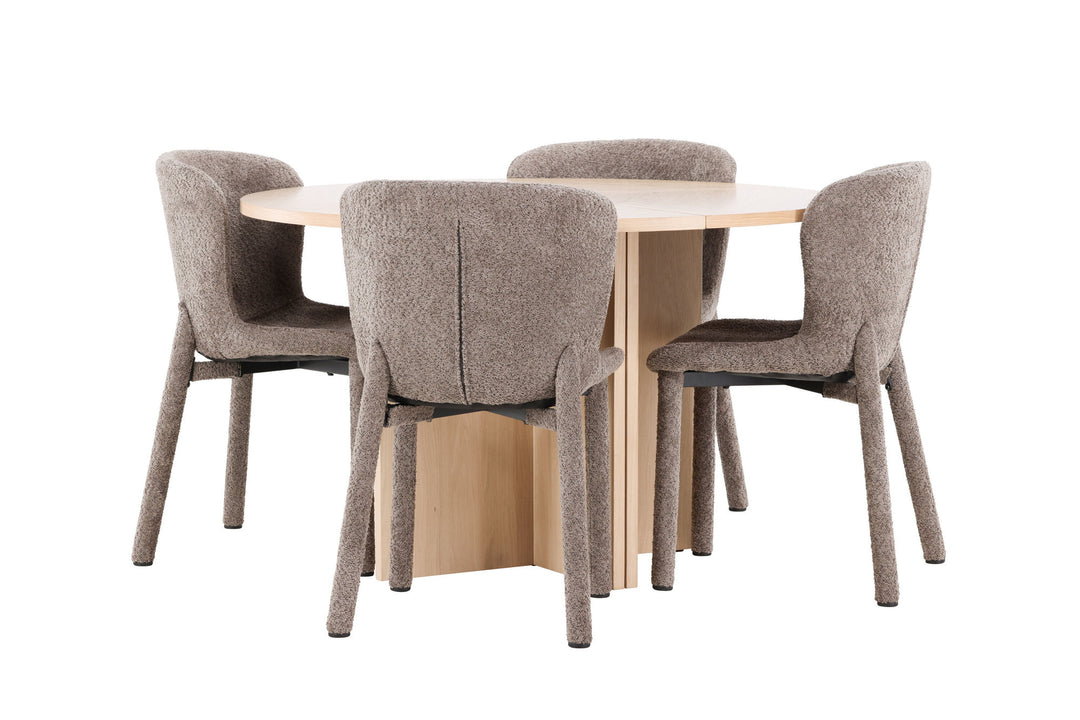 Venture Home Strada Table - Whitewash with 4 Astoria Chair - Brown