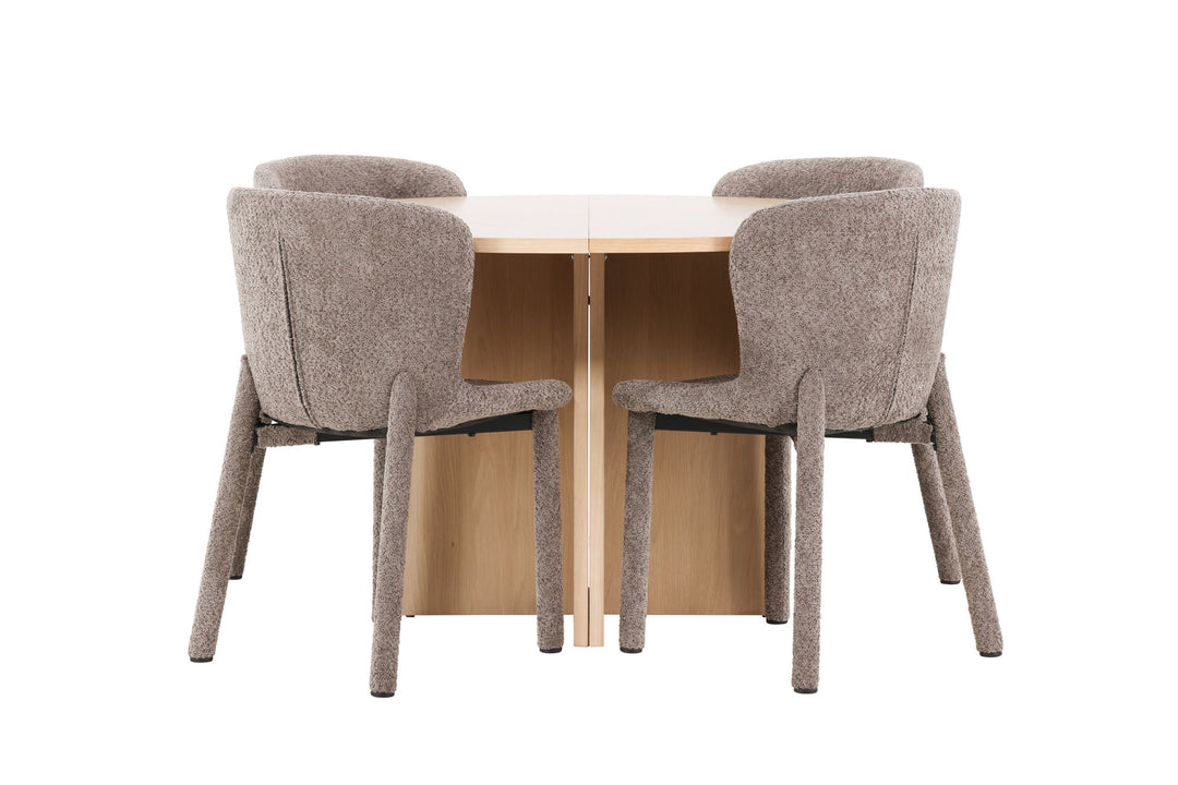 Venture Home Strada Table - Whitewash with 4 Astoria Chair - Brown