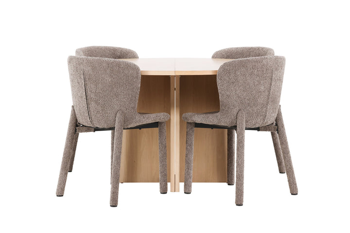 Venture Home Strada Table - Whitewash with 4 Astoria Chair - Brown