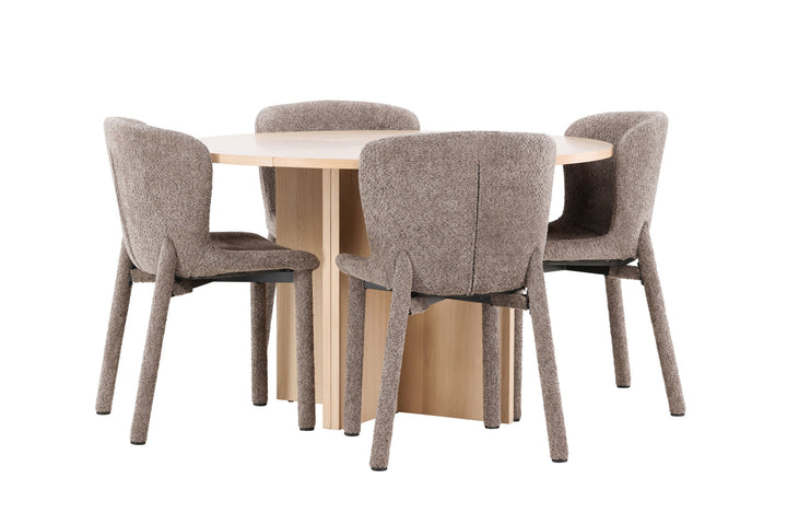 Venture Home Strada Table - Whitewash with 4 Astoria Chair - Brown