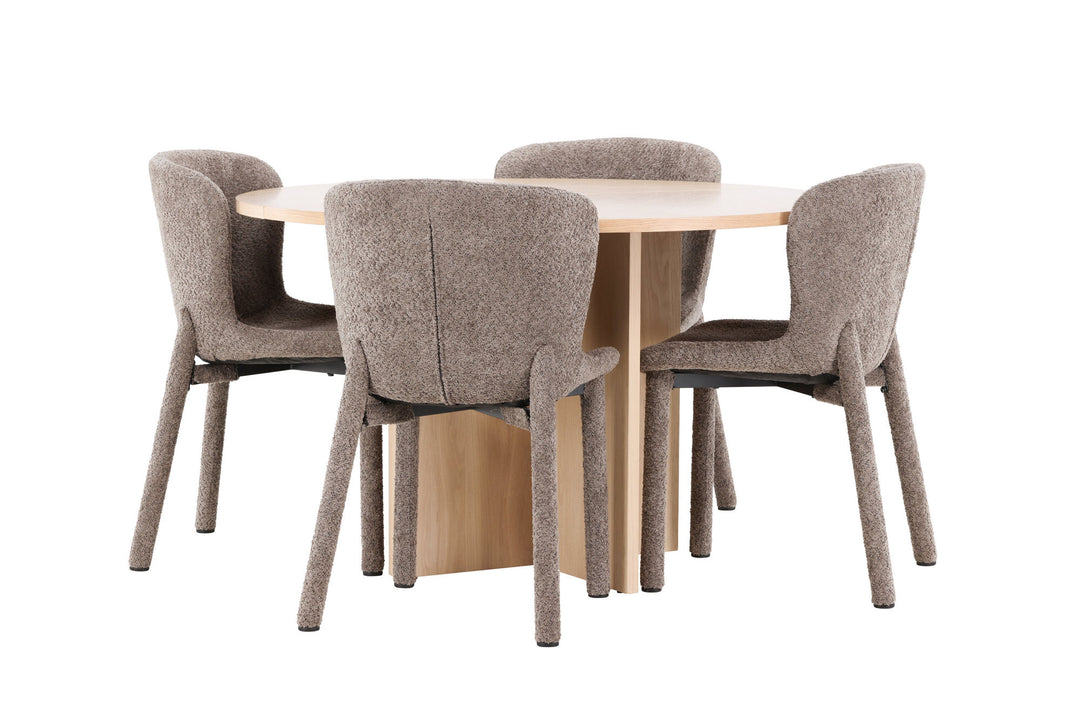 Venture Home Strada Table - Whitewash with 4 Astoria Chair - Brown