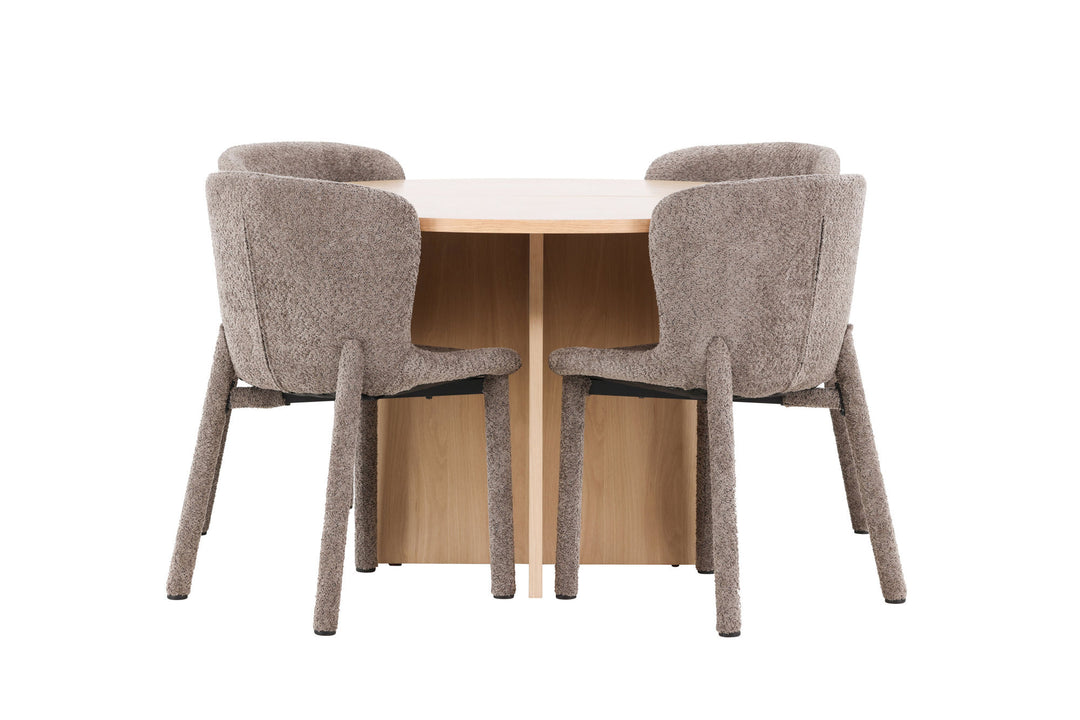 Venture Home Strada Table - Whitewash with 4 Astoria Chair - Brown