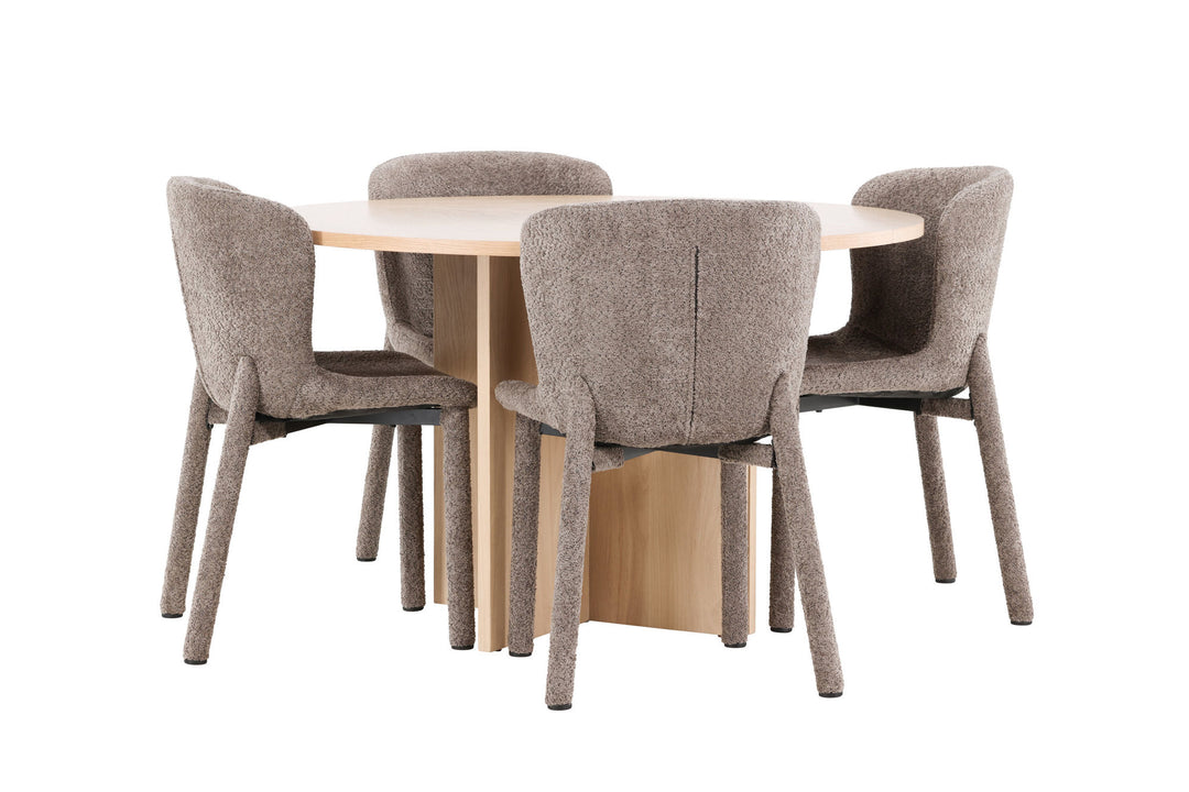 Venture Home Strada Table - Whitewash with 4 Astoria Chair - Brown