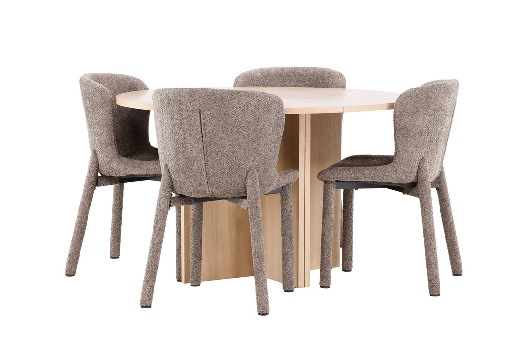 Venture Home Strada Table - Whitewash with 4 Astoria Chair - Brown