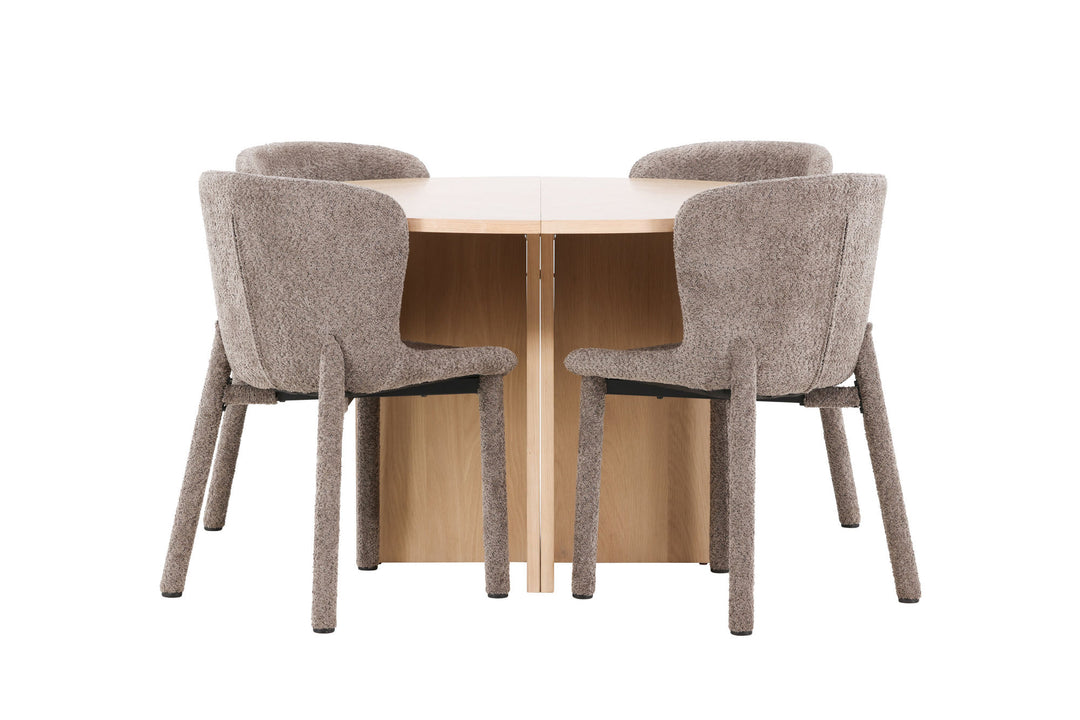 Venture Home Strada Table - Whitewash with 4 Astoria Chair - Brown