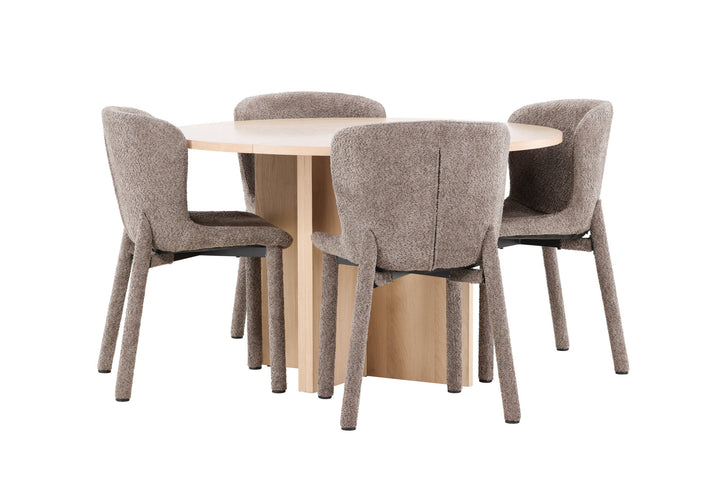 Venture Home Strada Table - Whitewash with 4 Astoria Chair - Brown