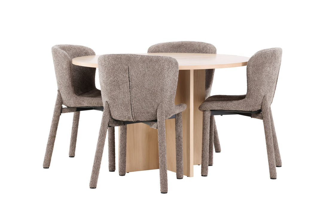 Venture Home Strada Table - Whitewash with 4 Astoria Chair - Brown