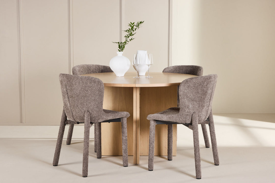 Venture Home Strada Table - Whitewash with 4 Astoria Chair - Brown