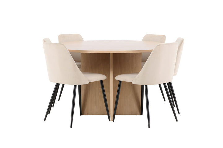 Venture Home Strada Table - Whitewash with 6 Night Chair - Black / Beige