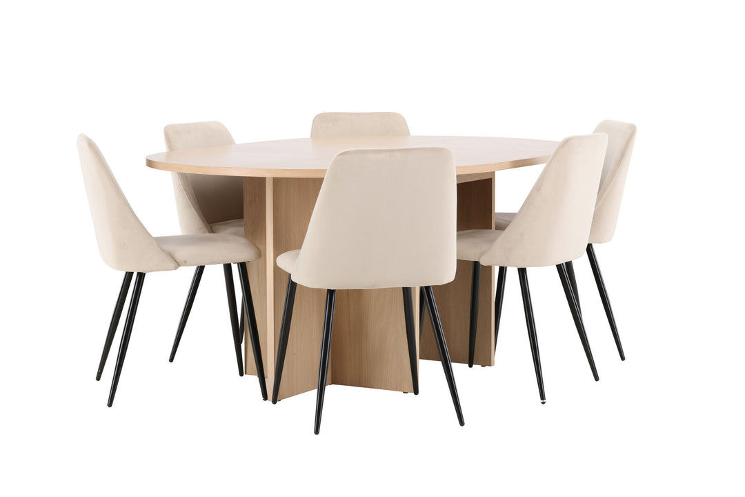 Venture Home Strada Table - Whitewash with 6 Night Chair - Black / Beige