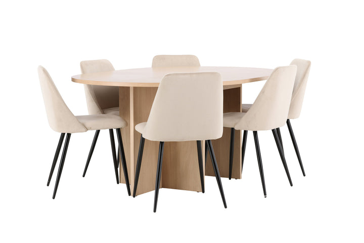 Venture Home Strada Table - Whitewash with 6 Night Chair - Black / Beige