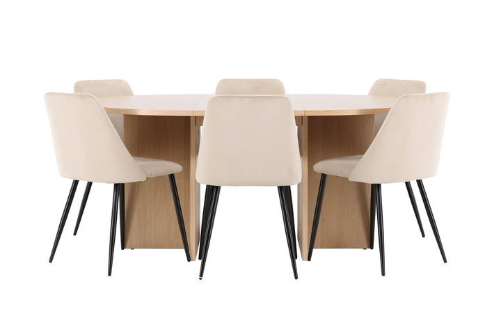 Venture Home Strada Table - Whitewash with 6 Night Chair - Black / Beige