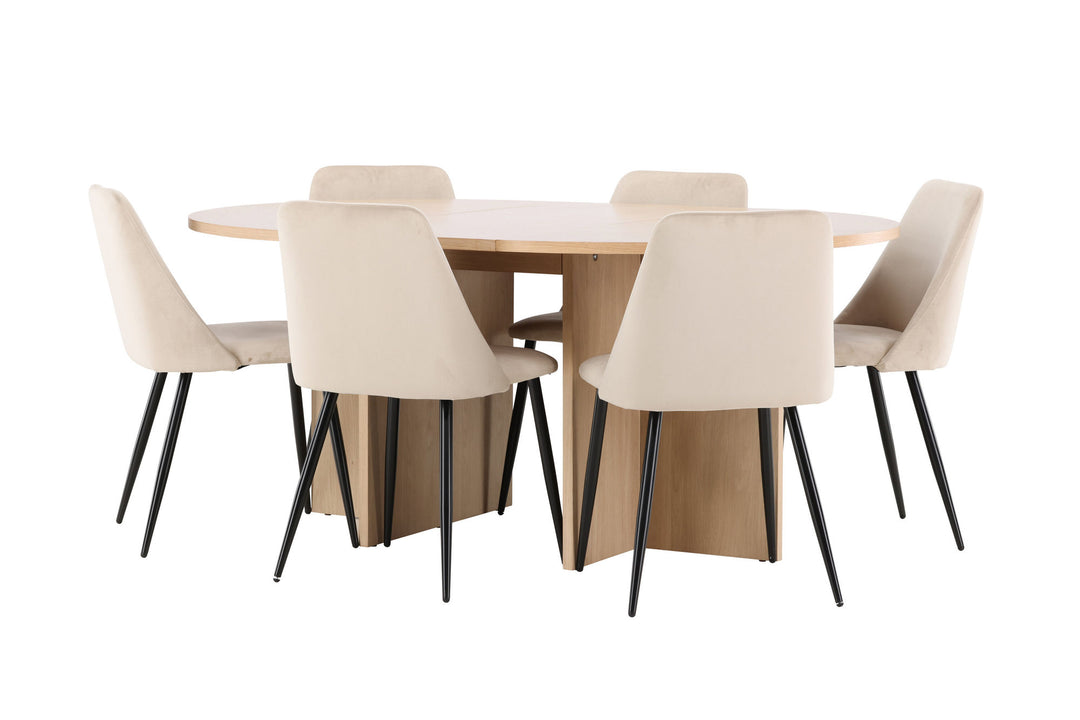 Venture Home Strada Table - Whitewash with 6 Night Chair - Black / Beige