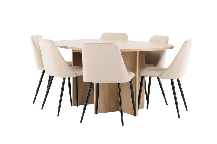 Venture Home Strada Table - Whitewash with 6 Night Chair - Black / Beige