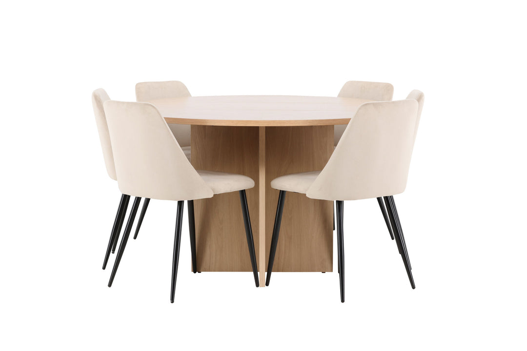 Venture Home Strada Table - Whitewash with 6 Night Chair - Black / Beige