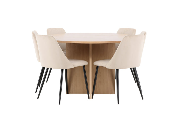 Venture Home Strada Table - Whitewash with 6 Night Chair - Black / Beige