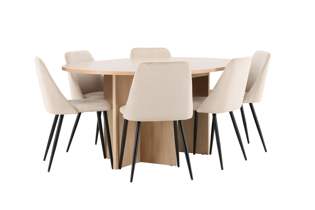 Venture Home Strada Table - Whitewash with 6 Night Chair - Black / Beige