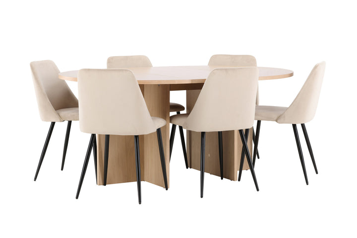 Venture Home Strada Table - Whitewash with 6 Night Chair - Black / Beige