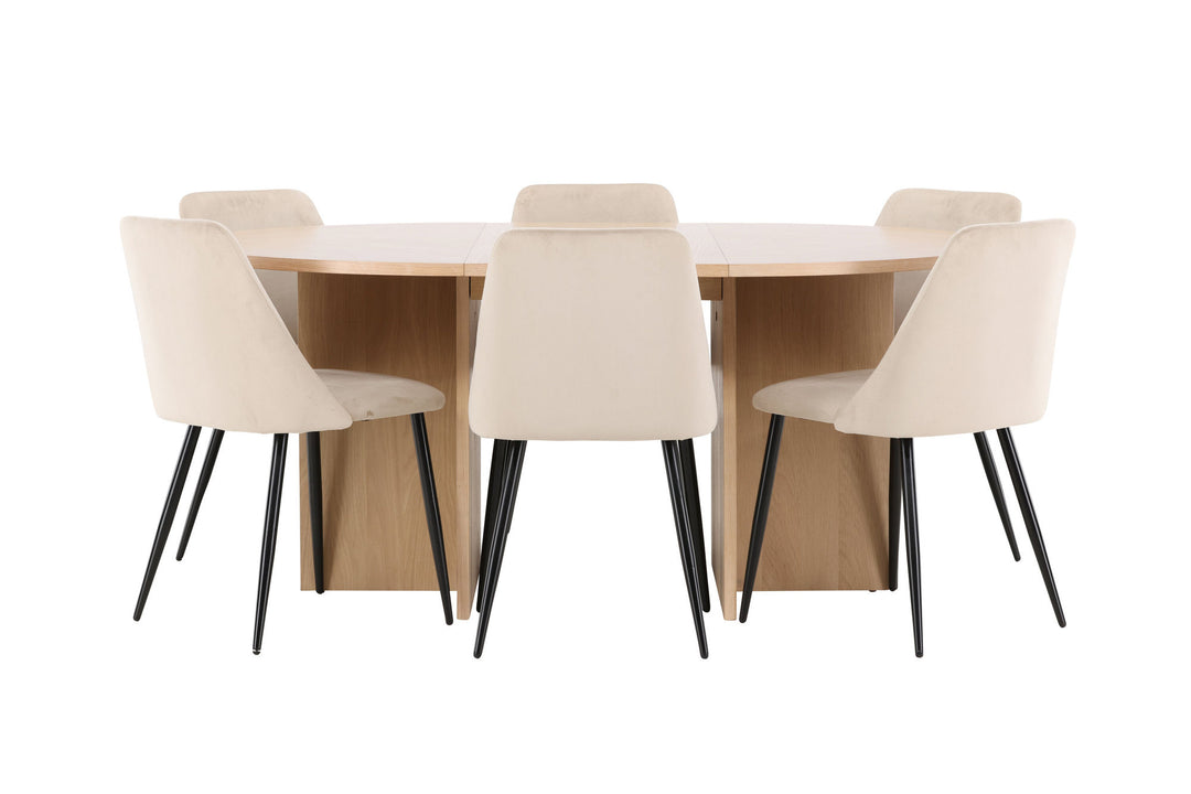 Venture Home Strada Table - Whitewash with 6 Night Chair - Black / Beige