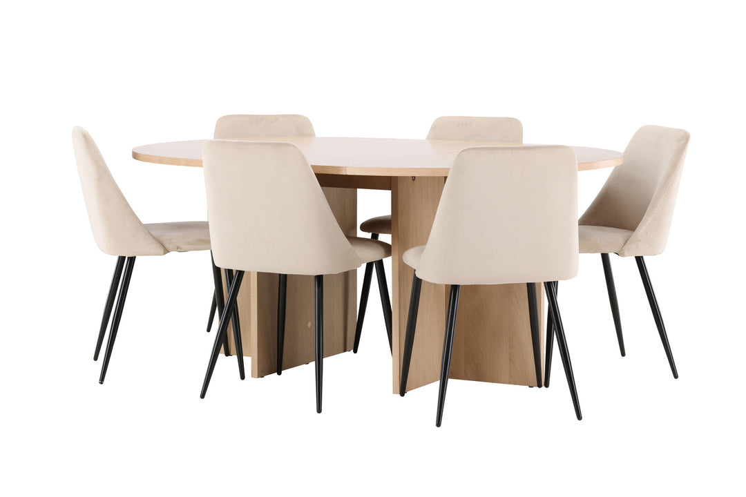 Venture Home Strada Table - Whitewash with 6 Night Chair - Black / Beige