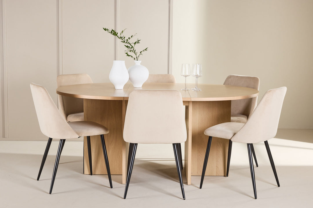 Venture Home Strada Table - Whitewash with 6 Night Chair - Black / Beige