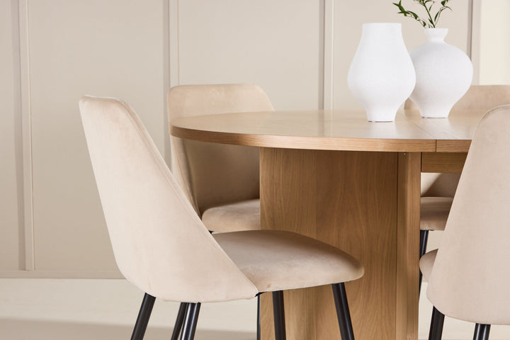 Venture Home Strada Table - Whitewash with 6 Night Chair - Black / Beige