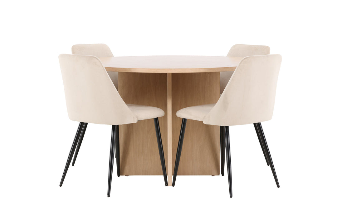 Venture Home Strada Table - Whitewash with 4 Night Chair - Black / Beige