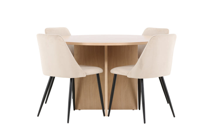 Venture Home Strada Table - Whitewash with 4 Night Chair - Black / Beige