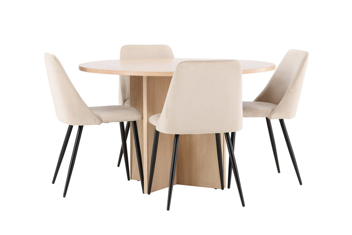 Venture Home Strada Table - Whitewash with 4 Night Chair - Black / Beige