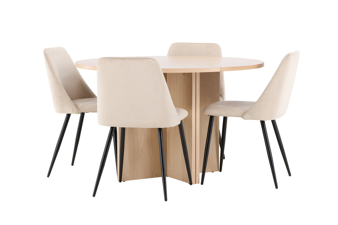 Venture Home Strada Table - Whitewash with 4 Night Chair - Black / Beige