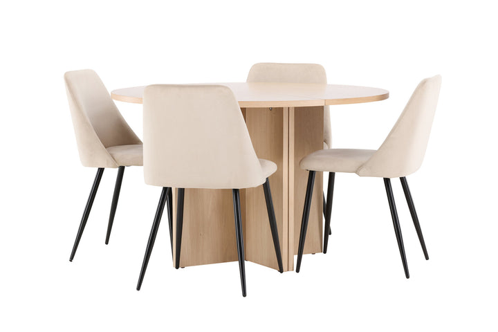 Venture Home Strada Table - Whitewash with 4 Night Chair - Black / Beige