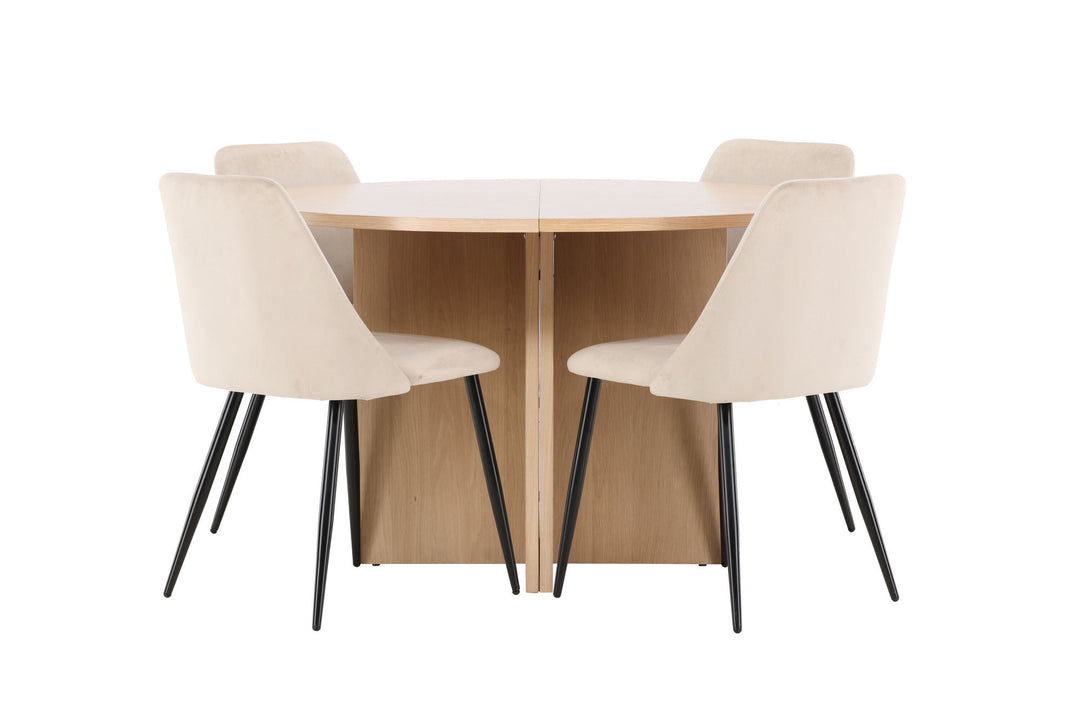 Venture Home Strada Table - Whitewash with 4 Night Chair - Black / Beige