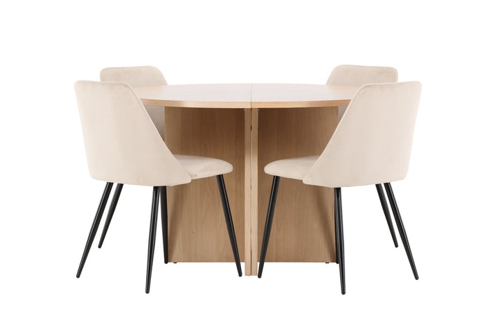 Venture Home Strada Table - Whitewash with 4 Night Chair - Black / Beige