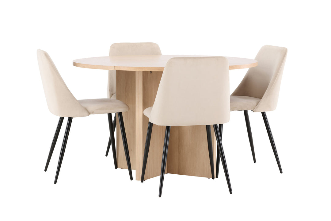 Venture Home Strada Table - Whitewash with 4 Night Chair - Black / Beige
