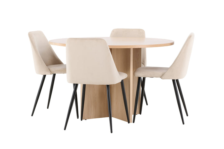 Venture Home Strada Table - Whitewash with 4 Night Chair - Black / Beige