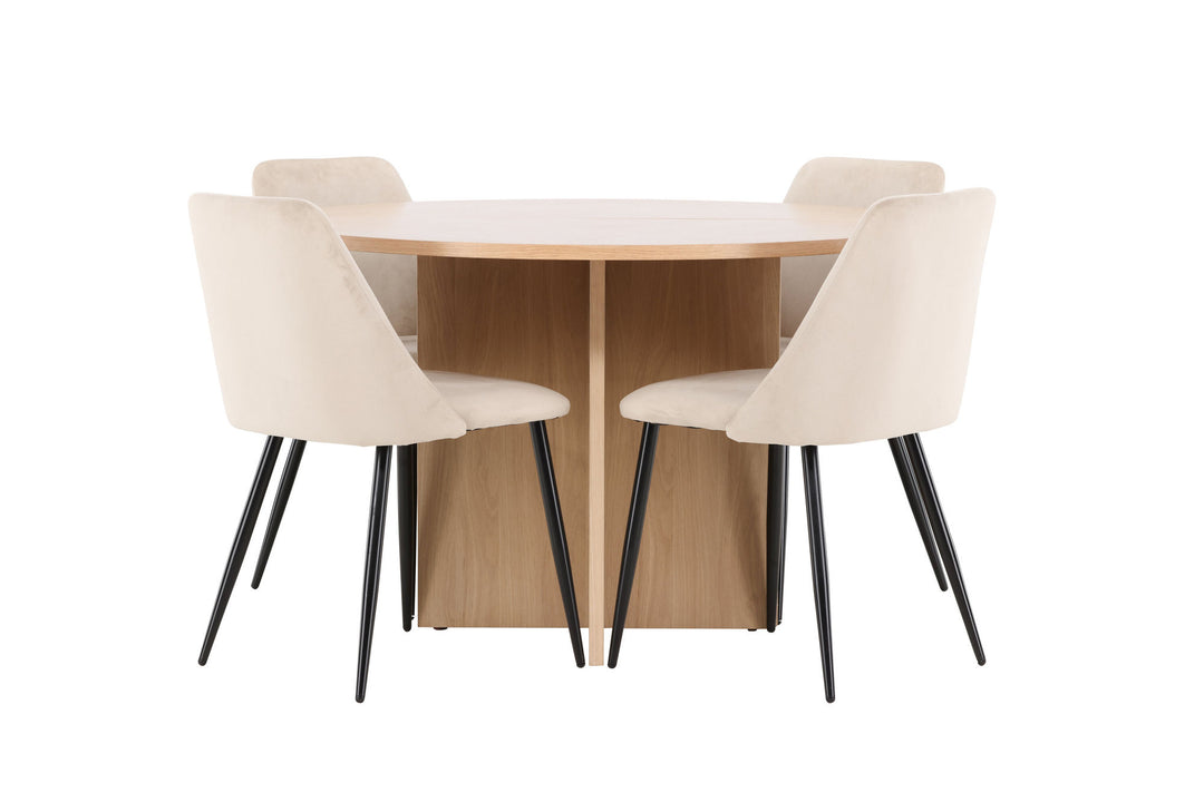 Venture Home Strada Table - Whitewash with 4 Night Chair - Black / Beige