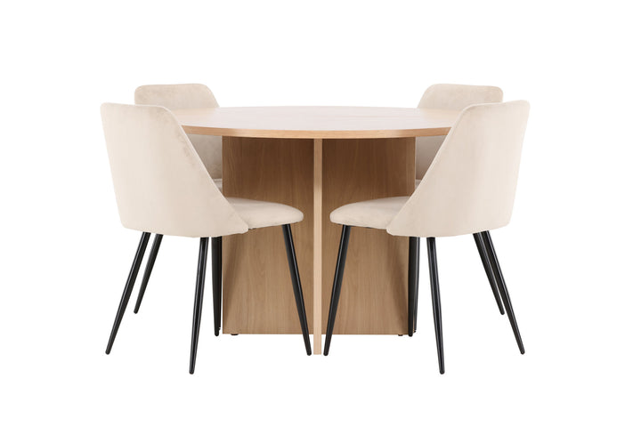 Venture Home Strada Table - Whitewash with 4 Night Chair - Black / Beige